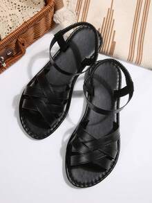 Model Baru 2026: Sandal Datar Retro Ukuran Besar dengan Pita Besar; Tersedia dalam Warna Hitam, Sepatu Musim Panas, Putih, Nyaman Dipakai, Cocok untuk Liburan - Hitam - View 6