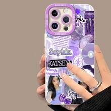Estética de collage morado KATSEYE Sophiafunda de teléfono Fundas compatibles con ,Apple,VIVO,OPPO,,, y Honor.Fabricadas en silicona TPU,ofrecen protección contra golpes y caídas.correa para celular - Blanco - Ver 4