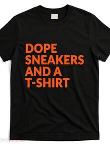 Zapatillas deportivas modernas en naranja y blanco y camisetas a juego para hombre y mujer, camiseta estampada de manga corta para el verano de 2025,% algodón, 220 gramos. - Negro - Ver 1