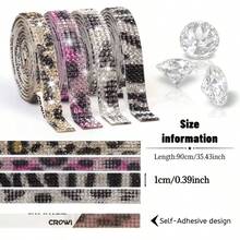 1 Yards Resin Rhinestone Ribbon Self-Adhesive Diamond Ribbon Crystal Roll Sparkling Resin Diamond Ribbon For DIY Art Craft Shoes, Bags, And Dress Decoration Accessories - Leopard Print Series - View 4