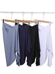Breathable Daily Wear Convenient Elastic Tie-Up Split Modest Hijab Muslim Headscarf, Instant Hijab - Multicolor - View 4