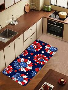 1pc Creative Floral Pattern Kitchen Mat, Faux Cashmere Washable Door Mat, Soft Skin-Friendly Decorative Floor Mat, Durable Home Entrance Mat, Small Area Rug, Kitchen Decor Mat, Suitable For Living Room, Room, Bedroom, Etc. - View 1