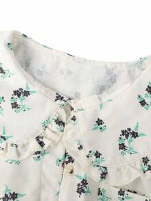 ii Camisa casual de verano para mujer con estampado y ribete de volantes - Albaricoque - Ver 10