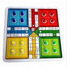 LUDO 遊戲盤 - 經典策略桌上遊戲，適合家庭遊戲之夜、派對、旅行 - 多功能桌面棋盤遊戲 - 包含遊戲盤、棋子、骰子 - 彩色 - 查看 5