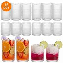 Tomnk 12/16pack Hobnail Drinking Glasses, 12 Oz Highball Glasses & 10 Oz Cocktail Glasses , Clear Embossed Boho Glass Cups Kitchen Bar Tumbler Glassware Set For Whiskey, Beer, Juice, Milk, Ideal Birthday Gift - Clear - View 12