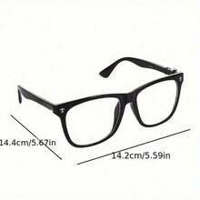 1pc Vintage Square Frame Glasses Men And Women, Non-Prescription Eyewear, PC Lens And Frame, Blue Light, Includes Cleaning Cloth, Photo Props - 彩色 - 查看 6