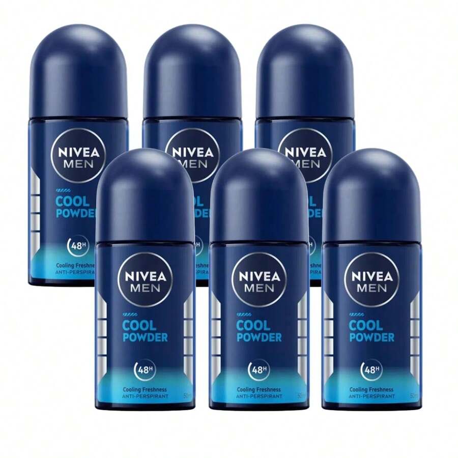 Nivea Men Cool Powder Roll-On Anti-Perspirant Deodorant 50ml - 48H Protection, Aluminum-Free Fresh Scent, Long-Lasting Odor Control For Active Men, Travel Size Body Care, 6-Pack - 多樣化香型 - 查看 1