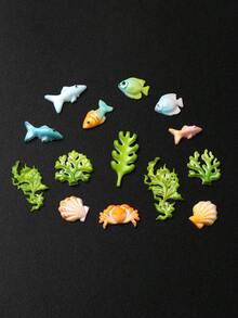 FULL BEAUTY 3D海洋主題美甲矽膠模具，海洋生物設計美甲配件製作模具，包含魚、螃蟹、貝殼、珊瑚、海藻圖案，透明柔軟美甲樹脂鑄造模具，DIY手工美甲裝飾，夏季海灘美甲設計美甲配件用品 - 無色 - 查看 7