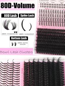 YIDUO 808pcs 3D Lightweight Cluster Eyelash Extension Set, 60D 80D 100D Pointed And Single Eyelashes Large Capacity, Includes 2 Bottles Of Adhesive Sealant And Eyelash Remover, Suitable For Makeup Beginners Home DIY Starter Kit - Multicolor - View 14