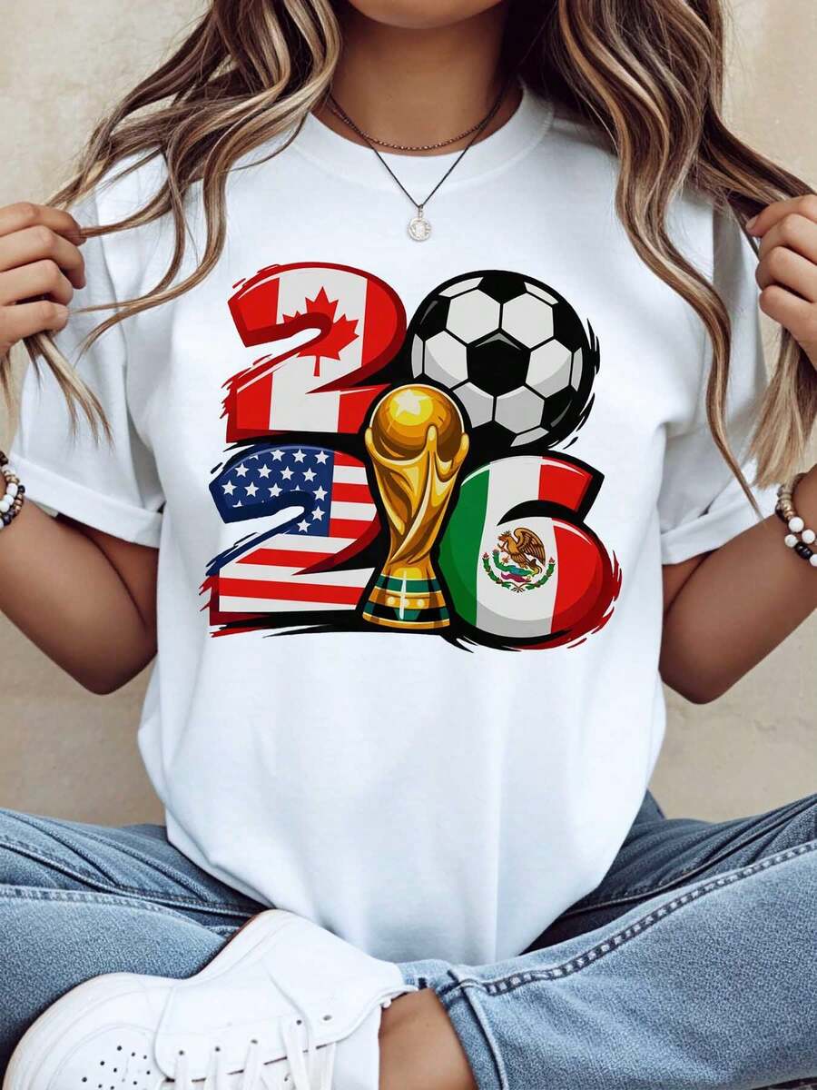 2026 World Cup Usa Canada Mexico Soccer Tournament Fan T Shirt For Men Women Unisex Football Jersey Gift For Sports Lover - 白色 - 查看 1