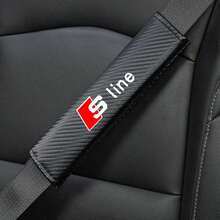 2入碳纖維條紋PU皮革安全帶肩墊保護套，適用於Audi S Line A3 A4 A5 A6 A7 A8 S3 S4 S5 S6 S7 車用配件 - A - 查看 1