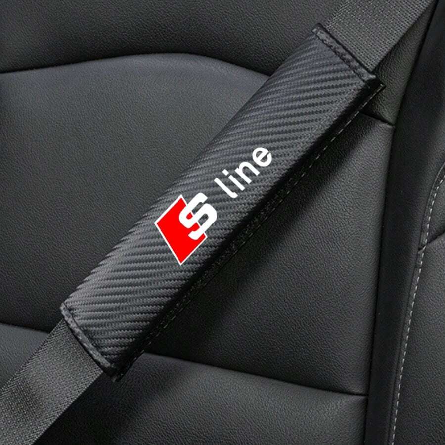 2入碳纖維條紋PU皮革安全帶肩墊保護套,適用於Audi S Line A3 A4 A5 A6 A7 A8 S3 S4 S5 S6 S7 車用配件 - A - 查看 1
