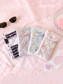 1 PC Floral Quilted Pencil Case – Large Capacity Stationery Organizer, Girly Student Pencil Box, Cute Bow Makeup Brush Pouch, Desktop Organizer Tube - Multicolor - View 3