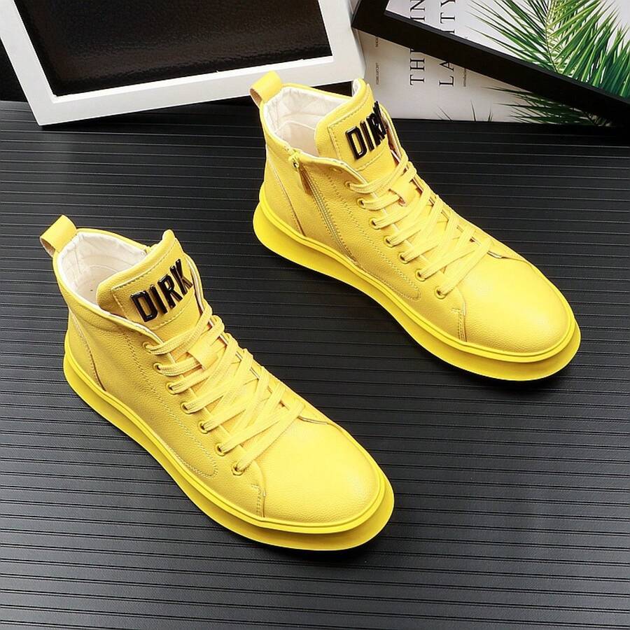 Men's Shoes, High-Top Shoes, Men's Casual Short Boots, Cowboy Boots, Mid-Top Leather Boots - [White] - View 1