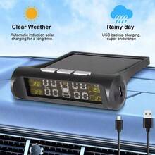Solar Power TPMS Car Tire Pressure Alarm Monitor System Warning Systems Alarm Auto Pressure Tyre Security Temperature D1K8 - Solar External Voice Tire Pressure Monitor - View 3