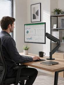 13-32 Inch Monitor Mount, Adjustable Gas Spring Arm With VESA Clamp And Perforated Base, Made Of High-Quality Steel, Supports 9kg, 180° Tilt And 360° Rotation, Space-Saving Single Monitor Mount For Home Office Workspace Exquisite Boy Gaming Accessory - View 5