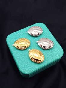5pcs Fashion Stainless Steel Oval Embossed Pattern Locket Pendant, Photo Locket Small Box With Flip Cover, DIY Unique Ideal Gift For Friends Birthday, Family, Mom/Grandma/Wife Anniversary Gift, Autumn Fashion, Casual, Vintage, Personalized, Daily Wear, Prom, Mother's Day, Valentine's Day, Graduation, Wedding - Multicolor - View 7
