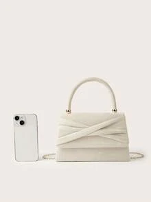REMANLAND 1 pieza Elegante bolso de terciopelo con lazo estilo cisne, adecuado para mujeres para asistir a fiestas y bodas, también apto para niñas y damas. - Beis - Ver 7