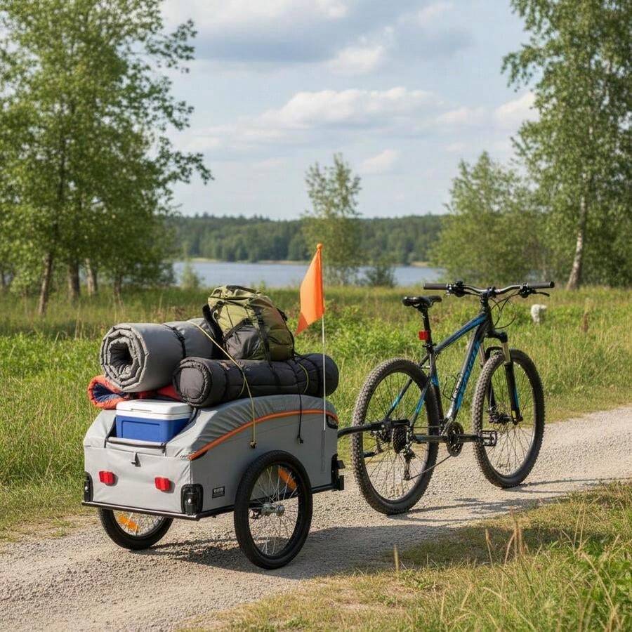 [Free Shipping] Bicycle Goods Trolley 27.5x18.5x10 Inches For Grocery Transport Equipment Hauling Outdoor Utility, 160 Lbs Capacity Heavy-Duty Metal Frame Foldable Compact Storage Universal Hitch Connection-XY448110 - Default0 - View 1