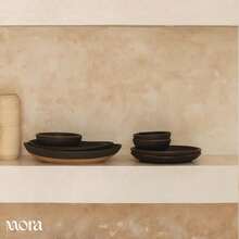 MORA Mega And Serving Dishes Set Of 2, 16 Inch And 14 Inch Ceramic Pottery Oval Platters - Microwave, Oven And Dishwasher  - Liquorice - 查看 8