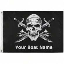 2D Flat, 2D Door Banner, 1pc 2D Printing XPersonalied Boat Flag Custom Outdoor Flags 3x5ft Skull Pirate Flag Banner DIY Your Text Customied Gifts For Halloween Holiday Party (Single-Sided)701(3X5)(One Side Print) - 3*5 - 查看 2