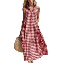 2026 Summer New Loose Comfortable Sleeveless Plaid Women's Dress - Blue - View 6