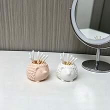 Hedgehog Shaped Creative Cotton Swab Cosmetic Storage Tube Desktop Makeup Table Bathroom Cotton Swab Toothpick Universal Storage Box Warm Healing Ornament - A - View 10