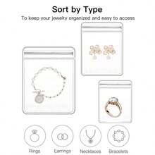 40pcs/60pcs/100pcs/PVC Transparent Jewelry Anti-Oxidation Zipper Bags, Plastic Bags For Packaging Jewelry Rings And Accessories, 46 Micron Thickness Material, Polyethylene Storage Bags For Earrings And Ornaments, 2 Desktop Storage Boxes, Jewelry Bag Storage Box, Multifunctional Desktop Organizer - Clear - View 11