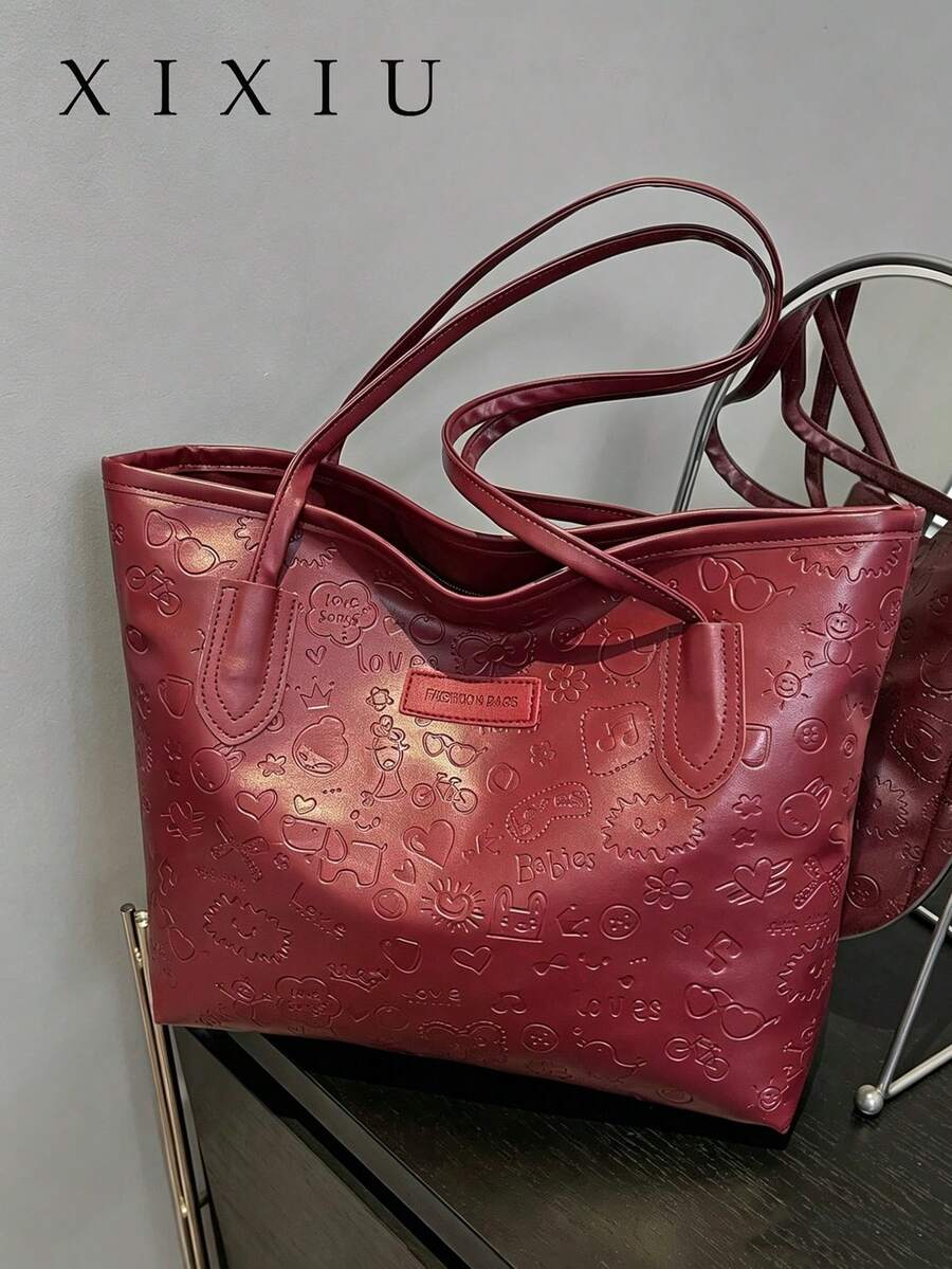 Tas Bahu Wanita Serbaguna dan Modis dengan Kapasitas Besar, Tas Tangan Kanvas Baru, Desain Unggul, Cocok untuk Sekolah, Kerja, dan Belanja (Tanpa Liontin)