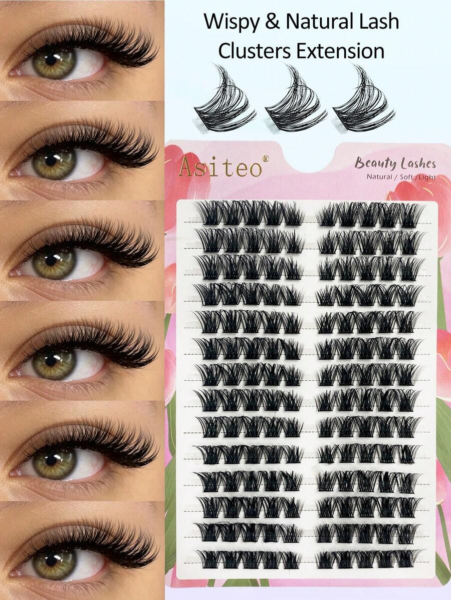 Asiteo 140 Pcs D-Curl Individual Lashes. DIY Eyelash Extension Tutorial,Perfect For Cat Eye Makeup. Soft & Long-Lasting,Fluffy & Lightweight Natural Look,Suitable For Self-Application At Home, Daily Wear, Parties And Back To School - D - View 1