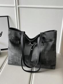 Large Capacity Women's Tote Bag, New Minimalist Commuter Shoulder Handbag - Multicolor - View 6