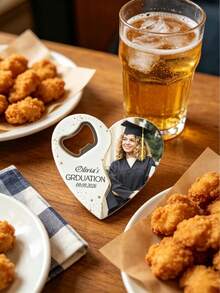 Customized Graduation Souvenir Heart-Shaped Bottle Opener, Can Personalize With Photo And Name, Customized Graduation Party Gift, Suitable For College/High School Graduates, Unique Graduation Gift - White - View 2