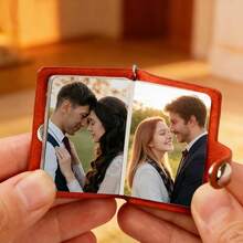 1pc Premium Leather Mini Photo Album Keychain, 2-Inch 20-Slot Small Photo Album, Portable Photo Card Holder Keychain, Cute Scrapbook Gift For Couples/Friends/Family, Valentine's Day, Birthday, Anniversary, Brown - A - View 8