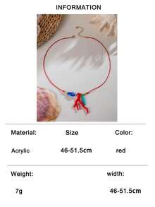 imoli 1 pieza/Serie Oceánica Y2K Estilo Vacacional Collar de Una Sola Capa con Peces y Coral de Manchas Coloridas, Cadena de Cuerda Ajustable de Verano para Mujeres, Adecuado para Fiestas en la Playa, Reuniones con Amigos, Regalo de Joyería - Multicolor - Ver 13