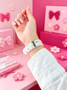 1件可愛多色愛心圖案透明手錶錶帶,柔軟親膚透氣防汗,可調節舒適日常佩戴,透明矽膠材質,時尚休閒夏季風格,智慧手錶替換錶帶,腕帶配件,相容 38mm 40mm 41mm 42mm 44mm 45mm 46mm 49mm 全系列,理想生日禮物、節日禮物、返校禮物,適合青少年女孩的精緻贈品 - 彩色 - 查看 6
