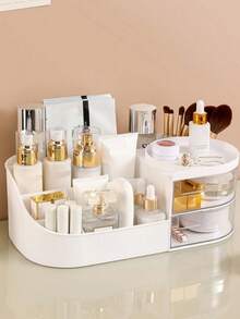 Organizador de cosméticos multicolor para escritorio, estante de almacenamiento para maquillaje y cuidado de la piel, caja de clasificación de lápices labiales, organizador de maquillaje de sobremesa con cajones, caja de almacenamiento para cuidado de la piel - Blanco - Ver 1