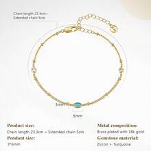 Tobilleras para Mujer de Oro de con Ópalo Marquise, Tobilleras en Capas que No se Deslustran, Joyeríde Playa de Verano, Regalo - Oro - Ver 7