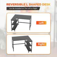 43 Inch L-Shaped Computer Desk,Gaming Desk With Durable Metal Frame,Corner Desk With Reversible Storage Shelves For Home Office Gaming Study,Black (43 Inch) - 43 Black - View 4