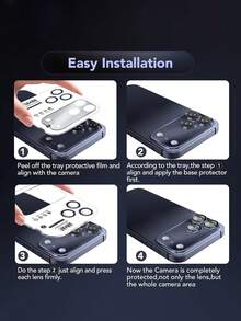 1 pieza Funda protectora de lente de cámara de aleación a prueba de golpes de grado militar azul oscuro con cobertura completa, compatible con iPhone 17 Pro Max, soporta el modo de disparo original - Azul Marino - Ver 6