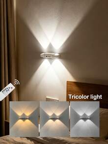 1pc 4LED Motion Sensor Night Light, Rechargeable Wireless Magnetic Wall Light, Wireless LED Stair Step Light - White Four-hole Cat's Eye Light - View 5