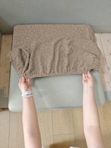 1pc Solid Color High Elasticity Detachable Machine Washable Sofa Cushion Cover, Suitable For Living Room Polyester Sofa Cushion Cover Backrest Cover - Camel - View 9