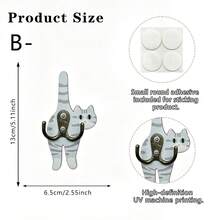 1個鄉村風貓屁股木製牆掛鉤，卡通設計，適合掛外套、帽子、毛巾、鑰匙，臥室與浴室收納裝飾，免鑽孔簡易安裝，趣味居家裝飾件 - 彩色 - 查看 13