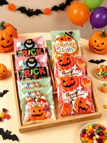 100 piezas Bolsas de regalo de Halloween, Bolsas autosellantes, Decoraciones de Halloween, Bolsas de almacenamiento, Decoraciones para fiestas de Halloween, Bolsas para envolver regalos, Suministros para fiestas de Truco o , Decoraciones de Feliz Halloween, Bolsas de golosinas, Decoraciones de Halloween aterradoras, Decoraciones de atmósfera espeluznante - Calabaza naranja - Ver 7