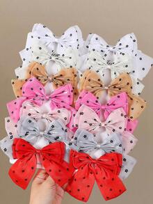 7pcs Girls Multi-Color Printed Bow Hair Clips Hair Accessories Headwear Top Clips Back Head Clips Side Clips Alligator Hair Clips For Daily Use - Multicolor - View 8