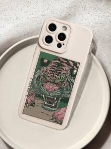 Funda de teléfono de silicona líquida con rayas de tigre rosa estilo Ukiyo-E japonés, protección completa del Body, a prueba de golpes y caídas, carcasa de goma suave TPU compatible con iPhone - Multicolor - Ver 5