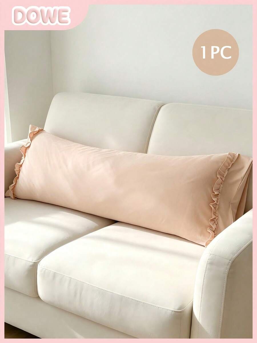 1pc 100% Polyester Solid Color Lace Long Pillowcase, Lightweight And Elegant, Cloud-Like Soft Touch, Suitable For Bedding And Sofa Decoration (Pillow Insert Not Included)