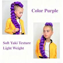 1 paquete de 26 pulgadas de cabello sintético morado pre-estirado para trenzas de ganchillo, con textura gruesa - Popularidad - Ver 2