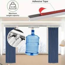 Riel de cortina adhesivo para techos o paredes lisas - Montaje superior o lateral, barra de cortina, barra de cortina adhesiva (no flexible), adecuada para ventanas: dormitorio, ducha, armario y autocaravana - Guía de instalación fácil, Decoración del hogar > Cocina & Baño > Suministros de decoración del baño > Herrajes & Instalación de baño > Barra de cortina de ducha - 1PC - Ver 4