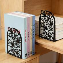 Hollow Metal Bookend With Natural Floral Pattern, Suitable For Organizing And Decorating Bookshelves And Bookcases, An Artistic Gift For Book Lovers, Bibliophiles And Office Workers - One Size - View 2