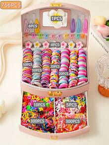 60pcs-766pcs/Set Women's Hair Accessories, Bohemian Style Colorful Vacation Hair Clips, Sweet Plumeria Flower Hair Claw Clips, Cute Star BB Clips, Fashion Minimalist All-Match Hair Ties, Hair Bands, Hair Ropes, Hair Flower Accessories, Suitable For Travel, Vacation, Party, Summer Beach Decoration, Outing Matching, Daily Commute Versatility, Ideal Gift Choice, Back To School Season Hair Accessories.,Hair Clutch - Multicolor - View 6